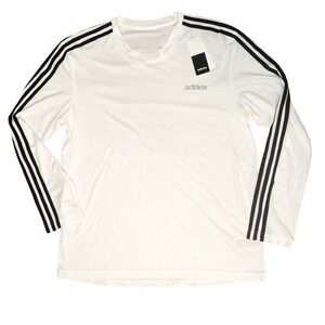 Adidas Mens D2M CLM3S LS White 3-Stripes Long Sleeve Tee XL NEW